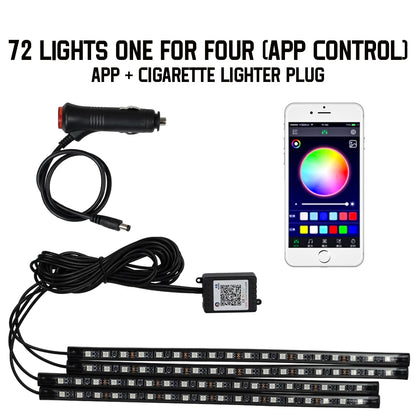 Neon 36 48 72 LED Car Interior Ambient Foot Light Wireless Remote Music APP Control Auto RGB Atmosphere Decorative Lamp