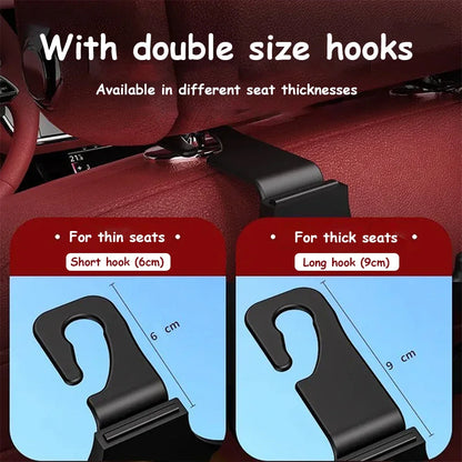 Multifunctional Car Hook Storage Box Seat with Back Water Cup Holder Rear Vehicle Storage Box,