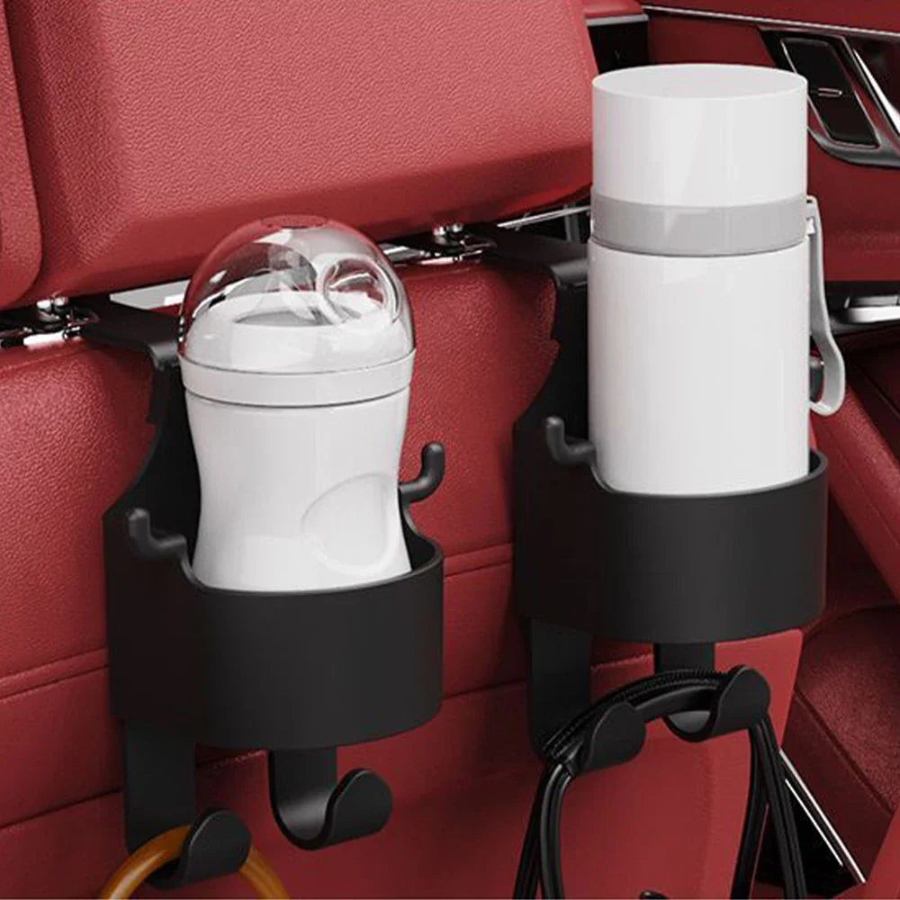 Multifunctional Car Hook Storage Box Seat with Back Water Cup Holder Rear Vehicle Storage Box,
