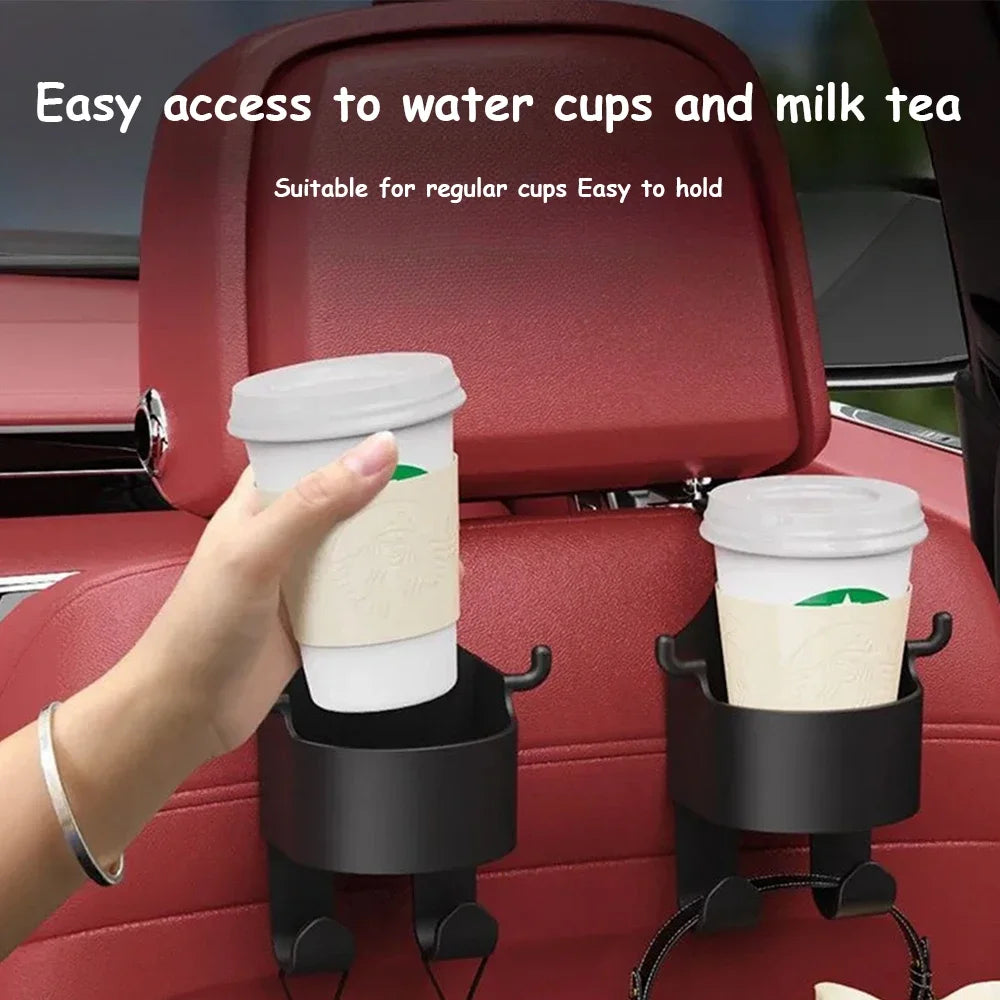 Multifunctional Car Hook Storage Box Seat with Back Water Cup Holder Rear Vehicle Storage Box,