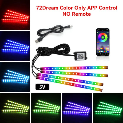 Neon 36 48 72 LED Car Interior Ambient Foot Light Wireless Remote Music APP Control Auto RGB Atmosphere Decorative Lamp